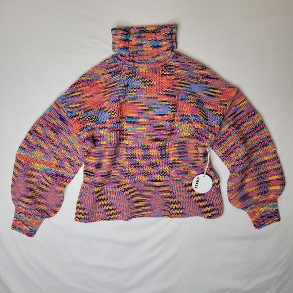 $295 NEW STAUD BENNY SUNSET PINK PURPLE ORANGE TURTLENECK SWEATER M MEDIUM NWT - Picture 9 of 11